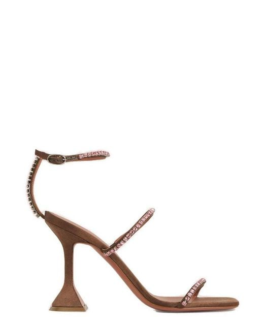AMINA MUADDI Brown Gilda Embellished Sandals