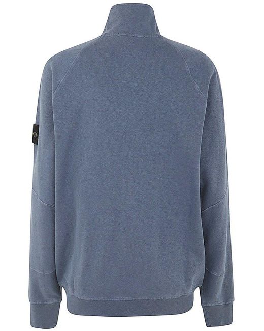 Stone Island Blue Full Zipped Sweatshirt for men