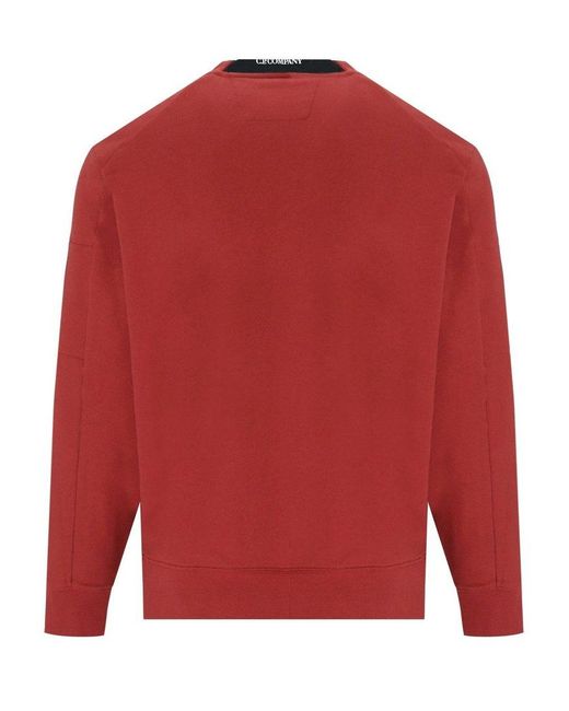 C P Company Red Diagonal Raised Fleece Ketchup Sweatshirt for men