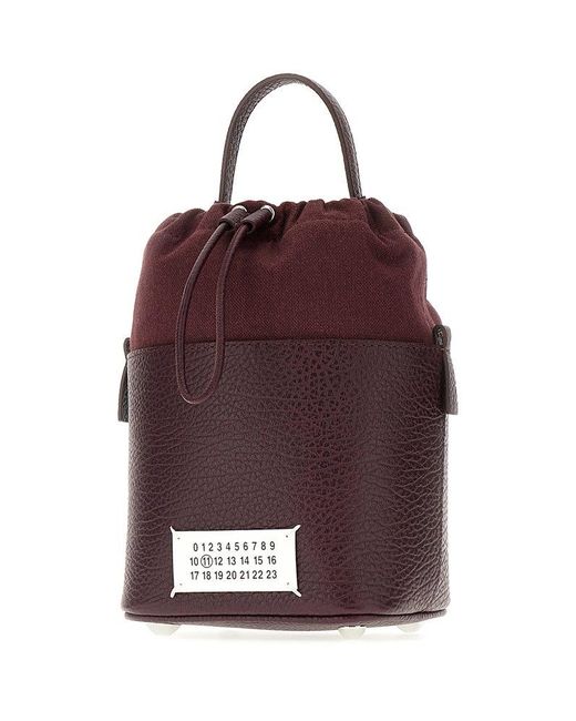 Maison Margiela Red Numbers Patch Drawstring Bucket Bag