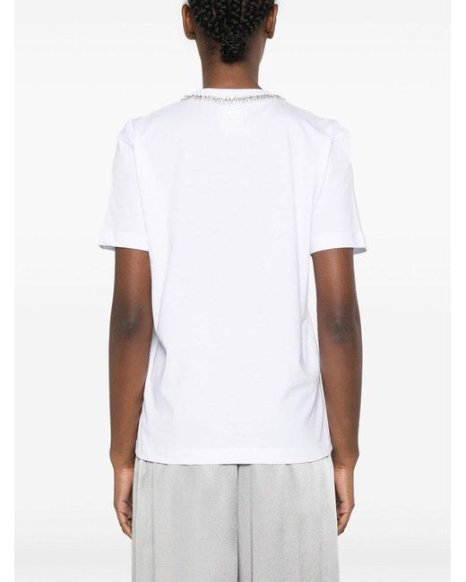 Semicouture White Embellished T-Shirts And Polos