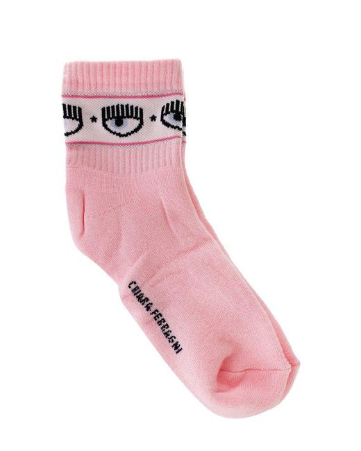 Chiara Ferragni Cotton Logo-intarsia Ribbed Socks in Pink | Lyst Canada