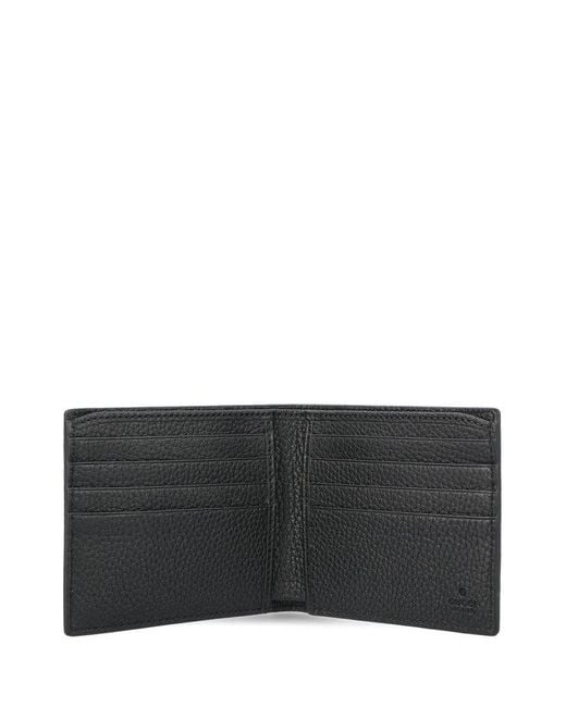 Gucci Black Logo-Lettering Leather Wallet for men