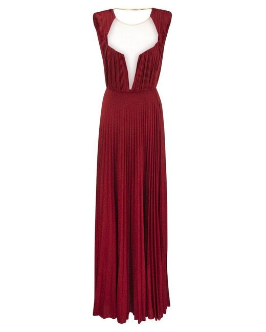 Elisabetta Franchi Red Carpet Dress In Lurex Jersey With