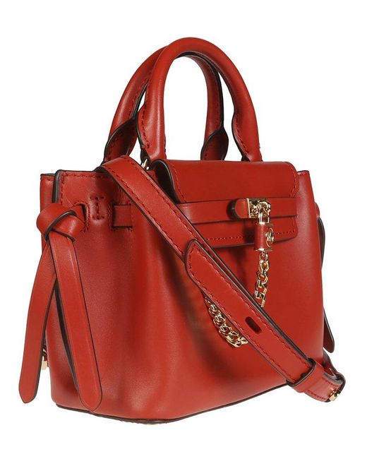 Michael Kors Red Chained Top Handle Tote Bag