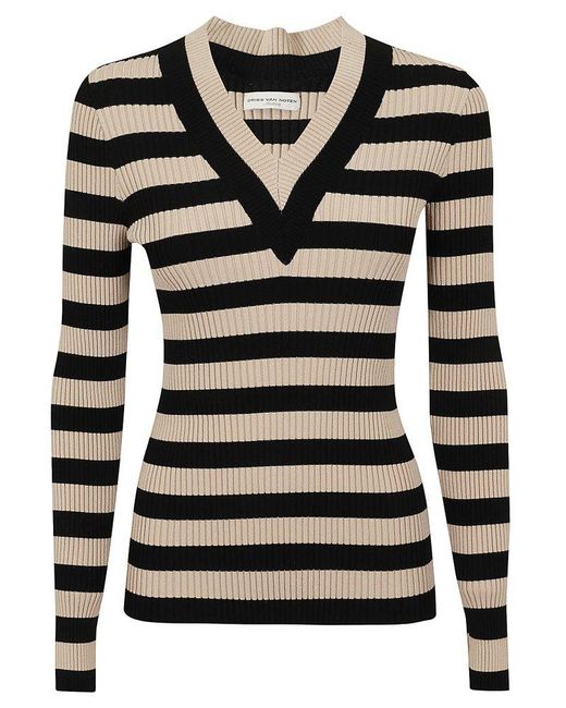 Dries Van Noten Black Striped Knitted Jumper