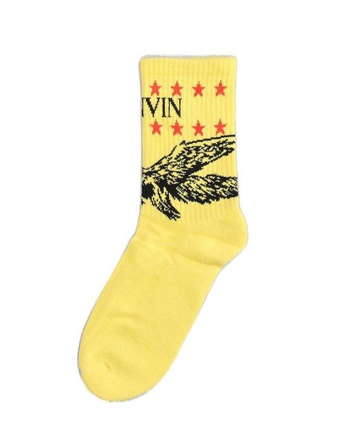 Lanvin Yellow X Future Logo And Eagle Socks for men
