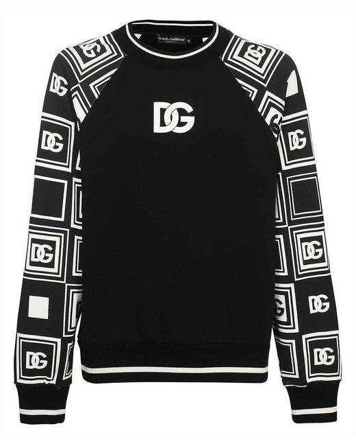 Dolce & Gabbana Black Logo Detail Cotton Sweatshirt for men