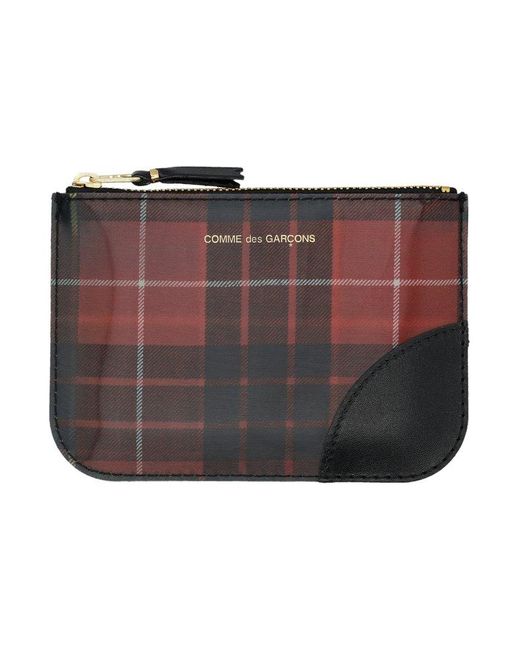 Comme des Garçons Brown Checked Zipped Pouch