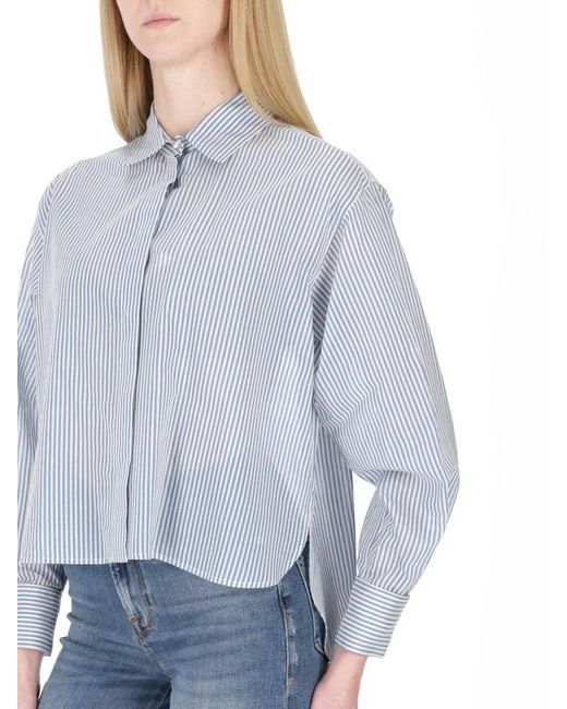 Max Mara Blue Vertigo Striped Long-sleeve Shirt