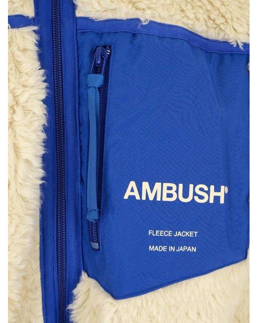 Ambush Blue Logo Print Fleece Jacket for men