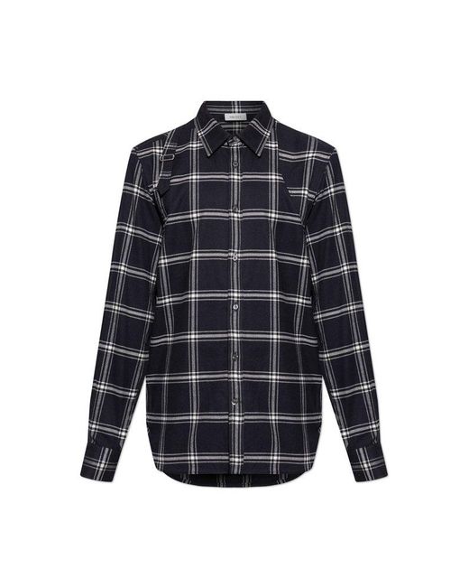 Alexander McQueen Blue Long Sleeved Checked Shirt for men