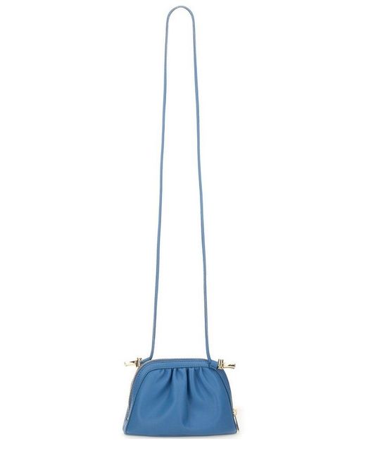 A.P.C. Blue Ruched Detailed Drawstring Crossbody Bag