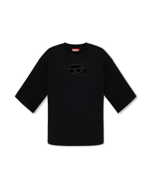 DIESEL Black T-rowy-od Cotton T-shirt