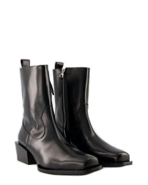 Aeyde Black Aeyde Bill Square-Toe Ankle Boots