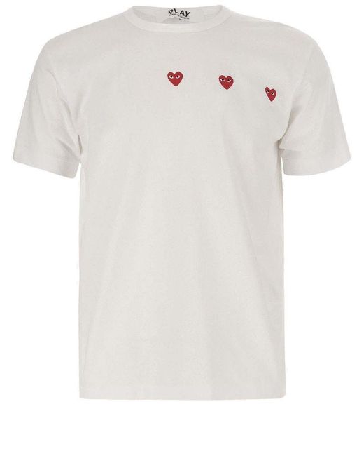COMME DES GARÇONS PLAY White Heart Printed Crewneck T-shirt