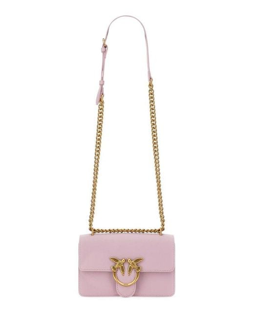 Pinko Pink Mini Love One Chain-linked Shoulder Bag