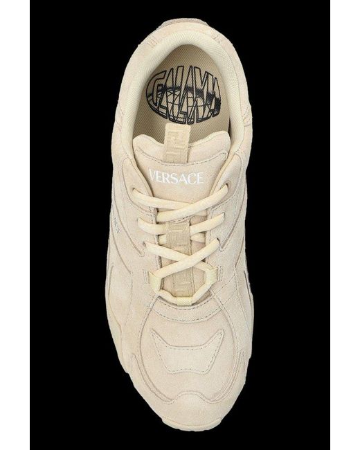 Versace Natural Logo-Embossed Lace-Up Sneakers