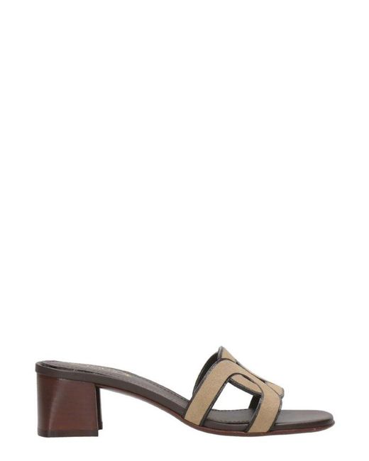 Tod's Brown Open Toe Heeled Mules