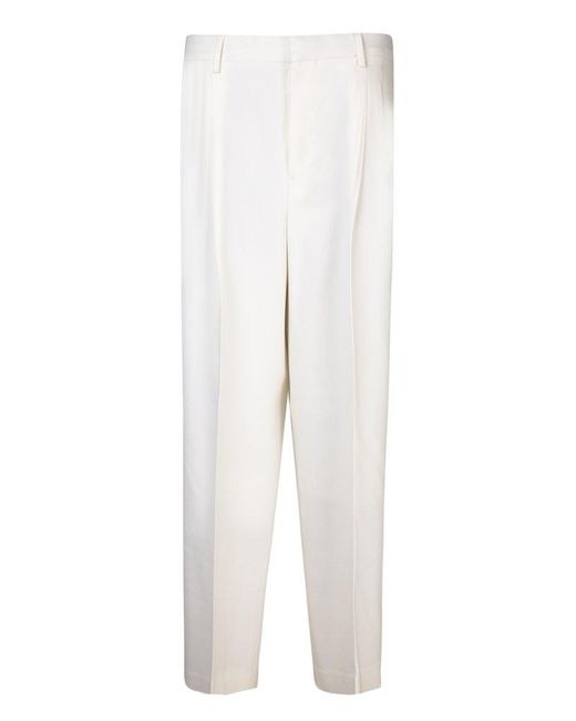 AMI White Straight Taupe Trousers for men