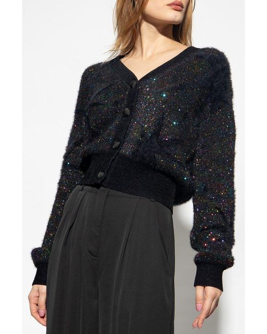 Diane von Furstenberg Black Sequin-embellished Knit Cardigan