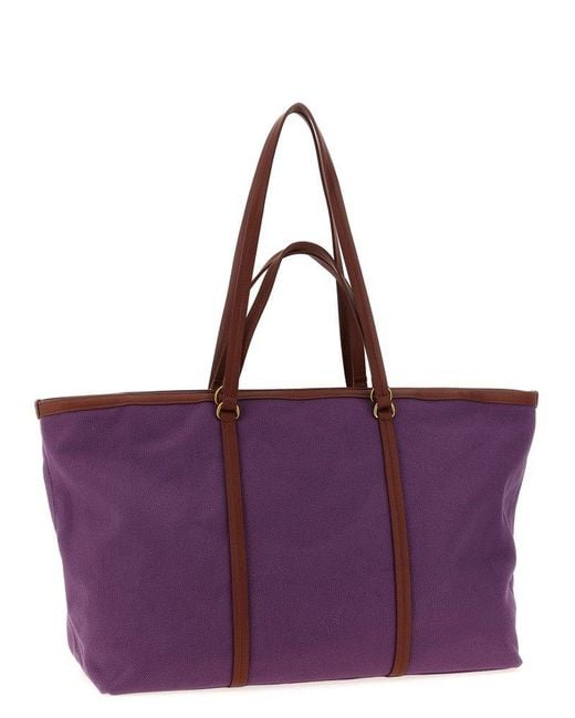 Pinko Purple Love Birds Logo Patch Large Tote Bag