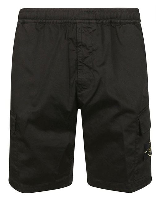 Stone Island Black Compass-badge Knee-length Cargo Shorts for men