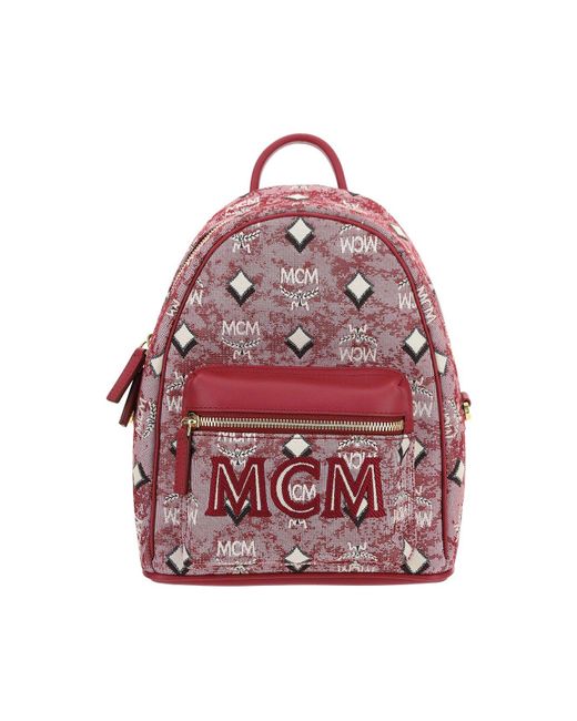 mcm red backpack