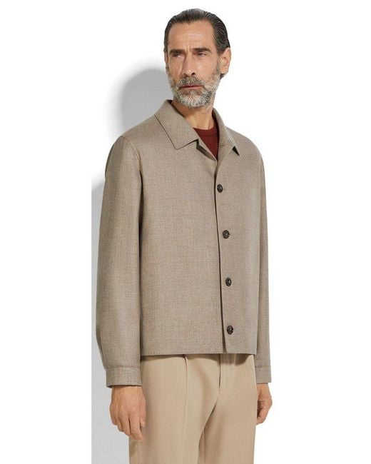 Zegna Natural Button-Down Shirt Jacket for men