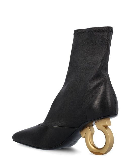 Ferragamo Black Elina Sculpted-heeled Ankle Boots
