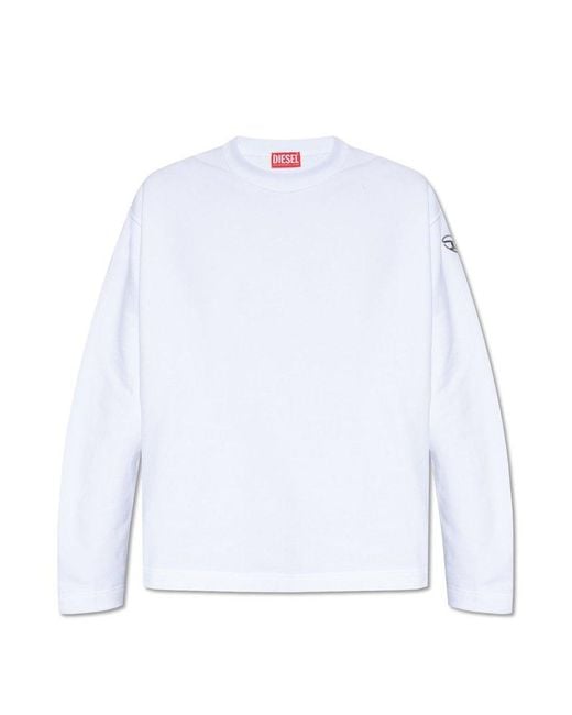 DIESEL White S-macsis-od Logo Patch Oversized Sweatshirt for men