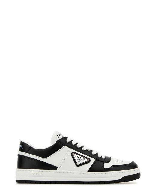 Prada Downtown Two-Toned Laced Sneakers in Black | Lyst Canada