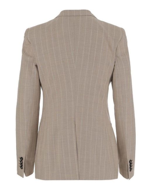 Tagliatore Natural Single-Breasted Pinstriped Blazer