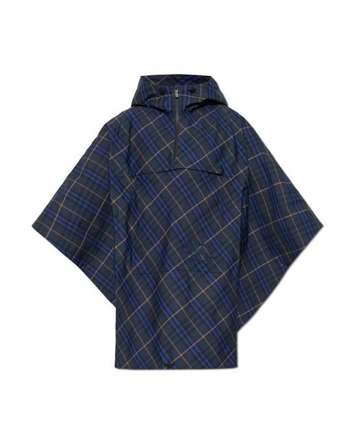 Burberry Blue Checkered Poncho