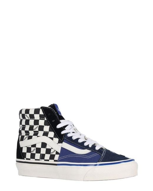 Vans Blue Checkerboard Clash The Wall Lx Panelled Sneakers for men