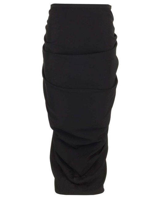 Dries Van Noten Black Wool Jersey Midi Skirt