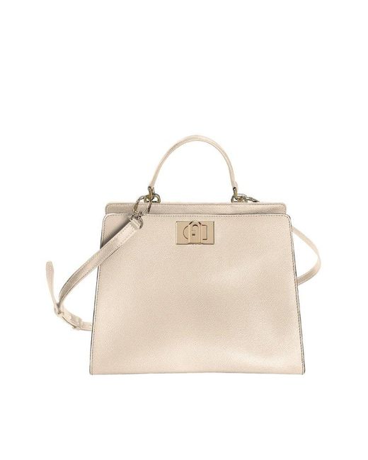 Furla Leather 1927 Twist-lock Tote Bag in Pink (Natural) | Lyst