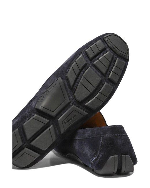 Ferragamo Black Gancini Slip-on Driving Loafers for men