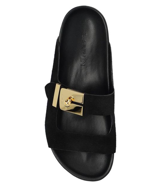 Lanvin Black Side-buckle Slip-on Sandals