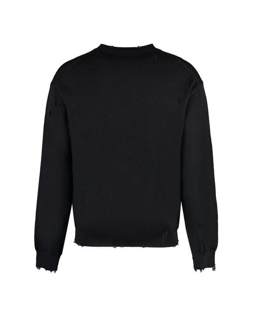 Maison Mihara Yasuhiro Black Crew-Neck Wool Sweater for men