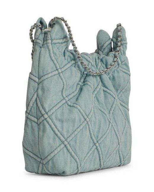 Tory Burch Blue Mini Fleming Soft Denim Hobo Bag