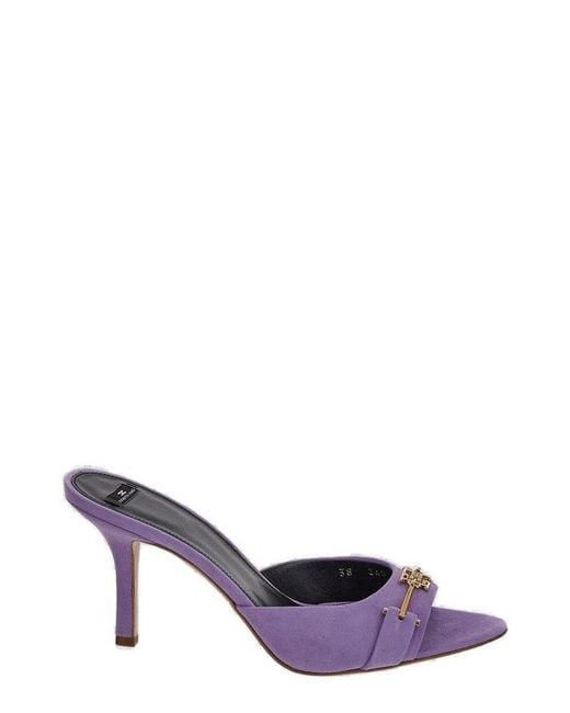 Elisabetta Franchi Purple Logo-plaque Slip-on Sandals