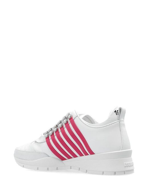 DSquared² Pink Stripe-detailed Lace-up Sneakers