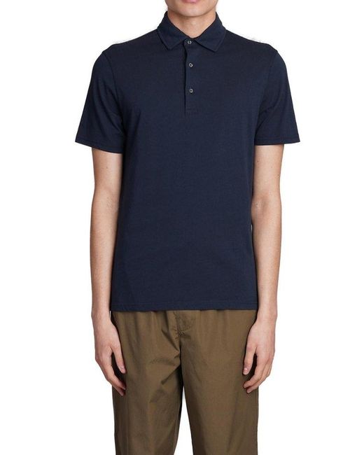 Aspesi Blue Short Sleeved Polo Shirt for men