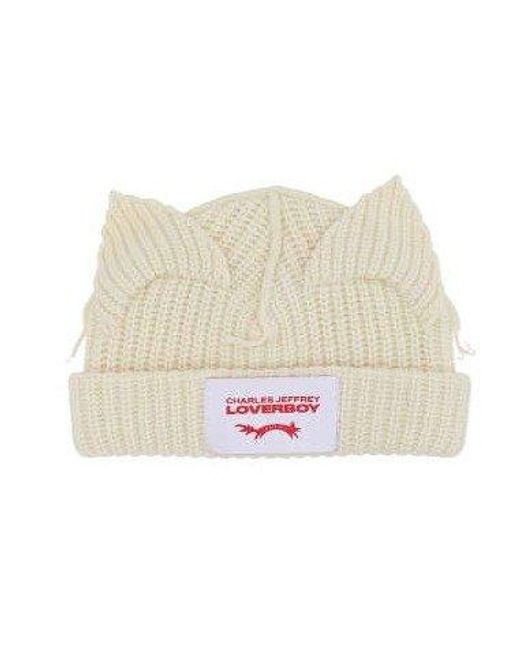 Charles Jeffrey Natural Chunky Ears Logo Patch Beanie