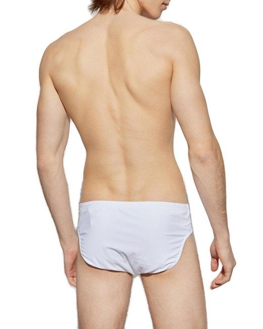 Balmain White Logo Patch Stretch Swim Briefs for men