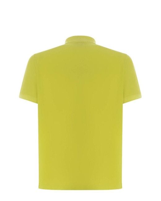 Stone Island Yellow Logo Patch Short-sleeved Polo Shirt for men