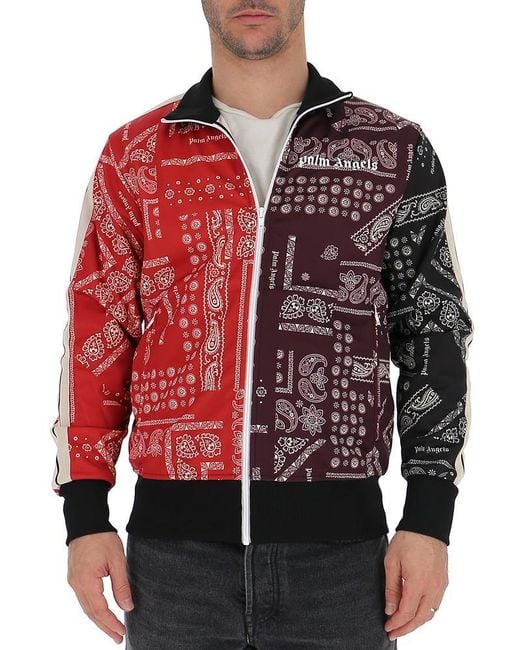 Palm Angels Bandana Contrast Logo Print Jacket in Red for Men
