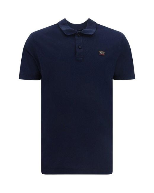 Paul & Shark Logo-patch Short Sleeved Polo Shirt in Blue for Men | Lyst