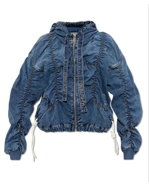 Ruched shoulder denim jacket deals